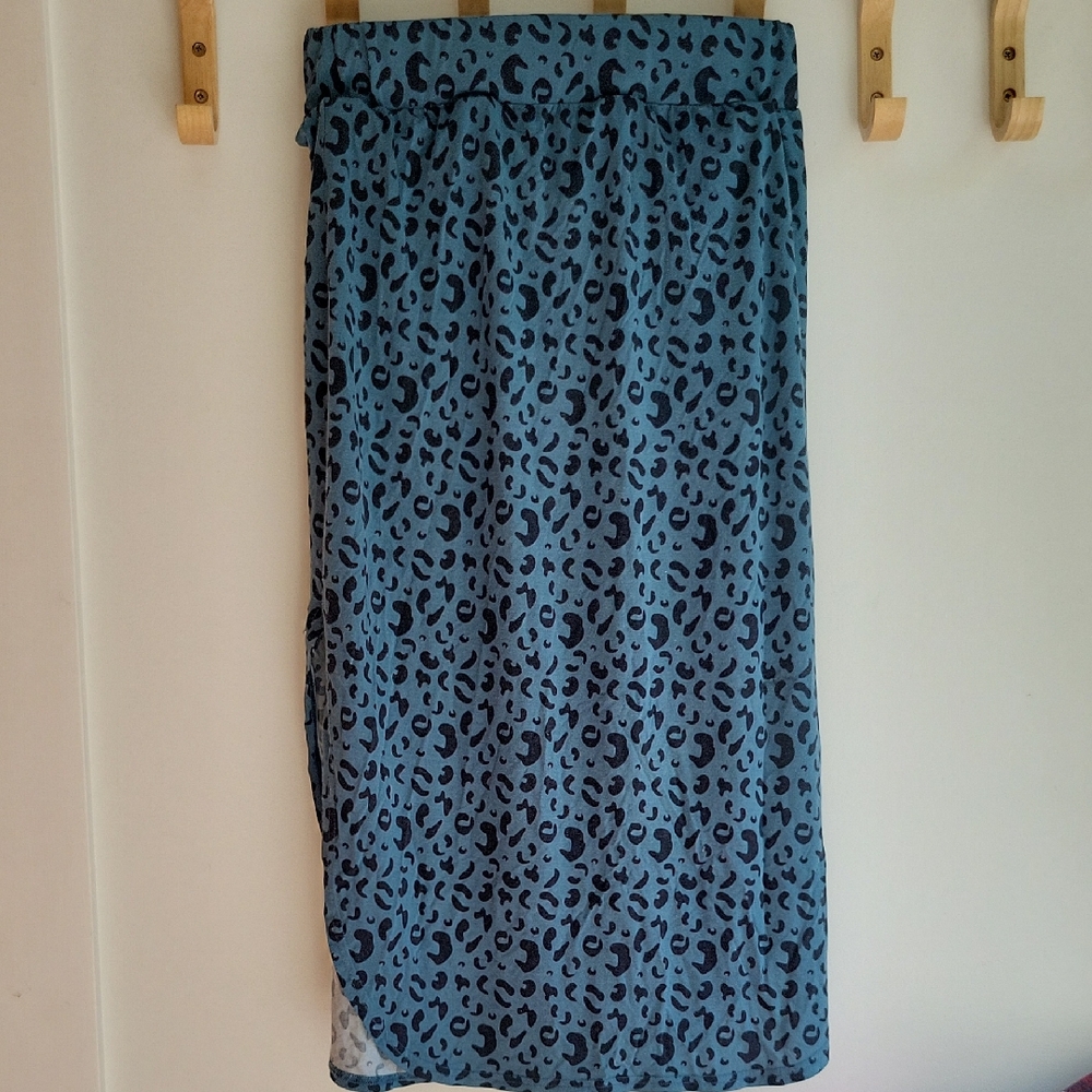 Jackson Rowe Black and Blue Leopard Midi Skirt
